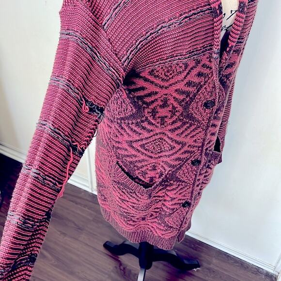 BP Nordstrom Pink & Brown Knit Cardigan Sweater Size Large - Picture 3 of 11